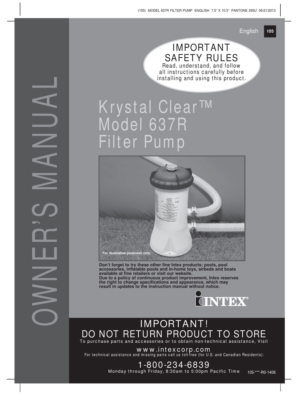 INTEX KRYSTAL CLEAR 637R OWNER'S MANUAL Pdf Download | ManualsLib