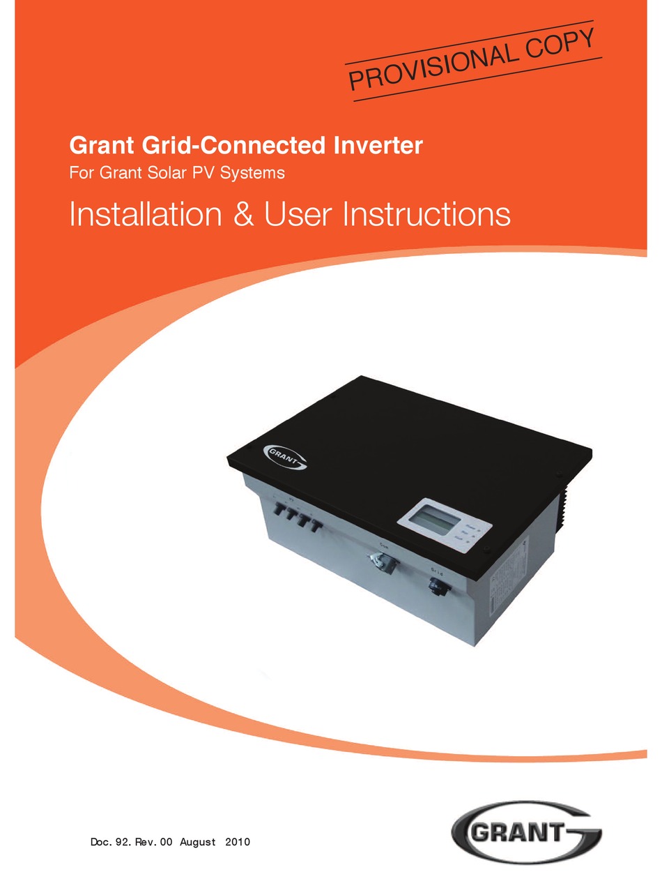 GRANT AS 1 0 INSTALLATION USER S INSTRUCTIONS Pdf Download ManualsLib
