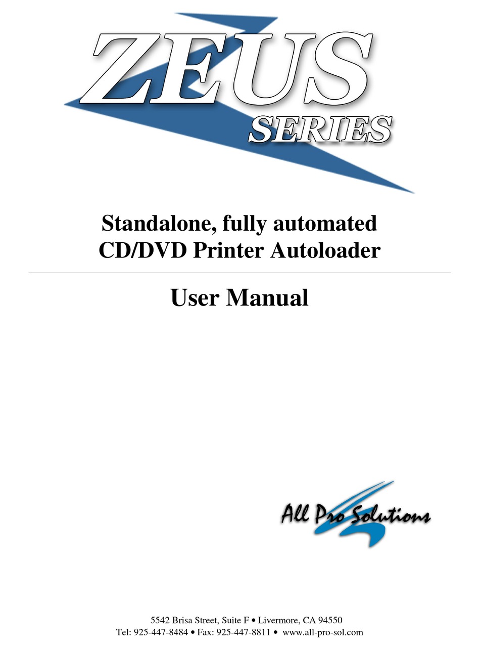 ALL PRO SOLUTIONS ZEUS SERIES USER MANUAL Pdf Download | ManualsLib