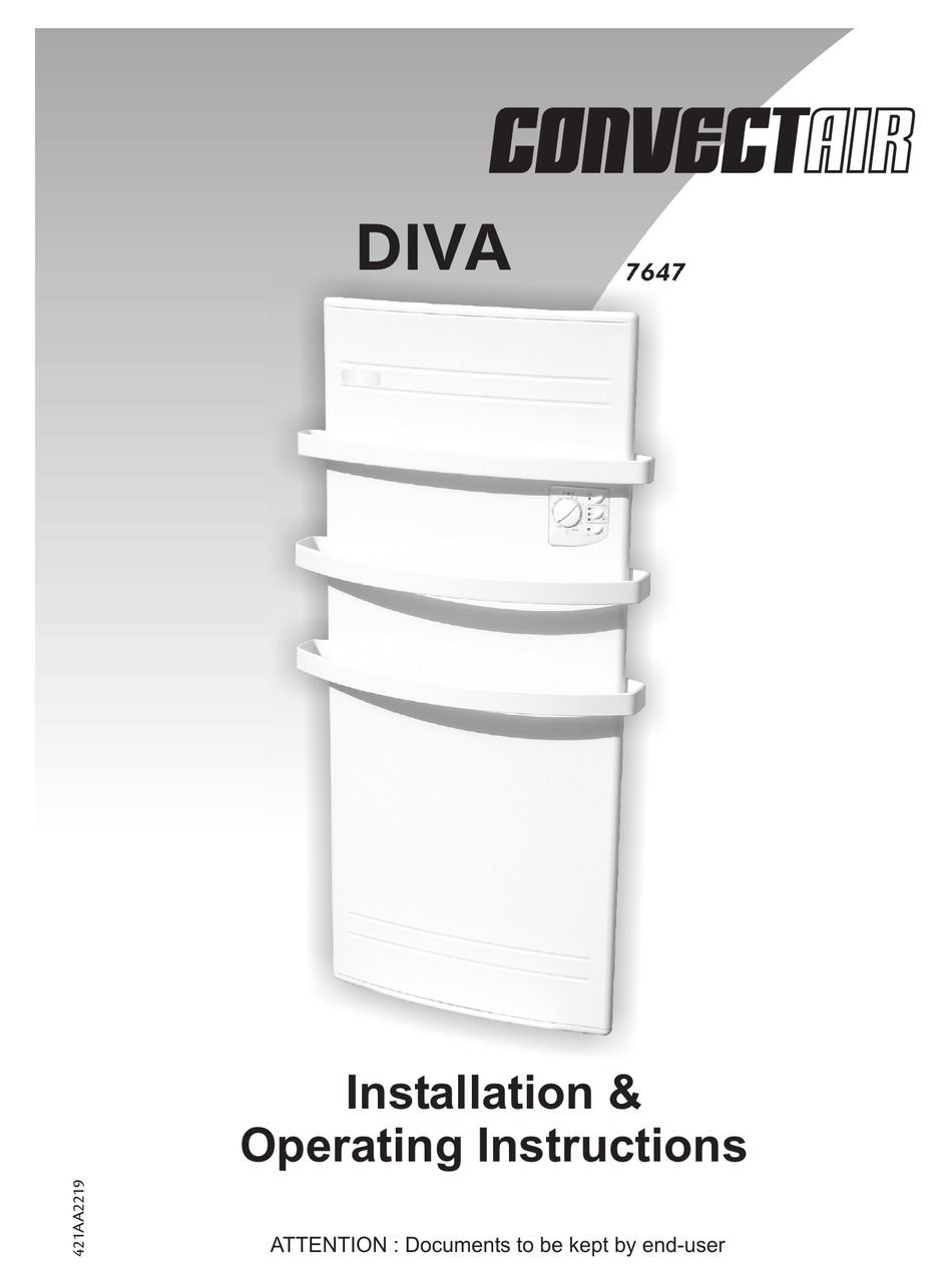 CONVECTAIR DIVA 7647 INSTALLATION OPERATION INSTRUCTIONS Pdf Download 