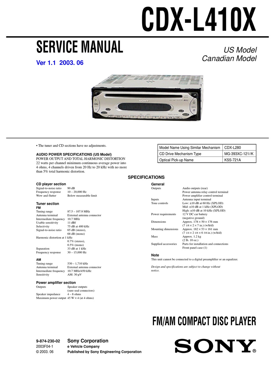 SONY CDX-L410X SERVICE MANUAL Pdf Download | ManualsLib  Sony Cdx L410x Wiring Harness Diagram    ManualsLib
