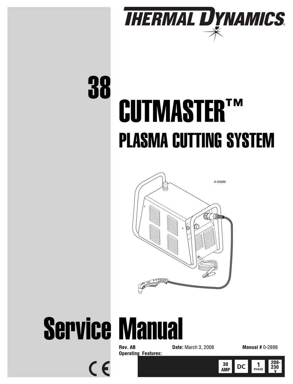 THERMAL DYNAMICS 38 CUTMASTER SERVICE MANUAL Pdf Download | ManualsLib