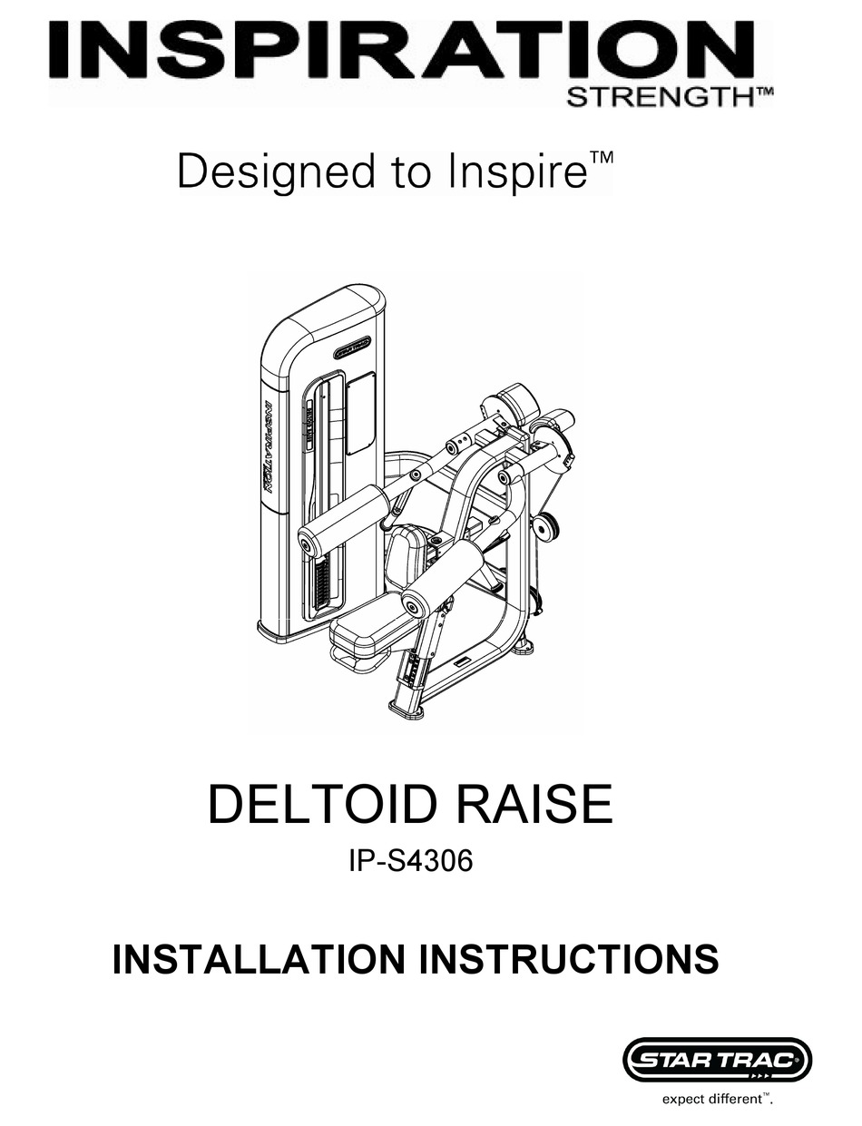 STAR TRAC INSPIRATION STRENGTH IP-S4306 INSTALLATION INSTRUCTIONS