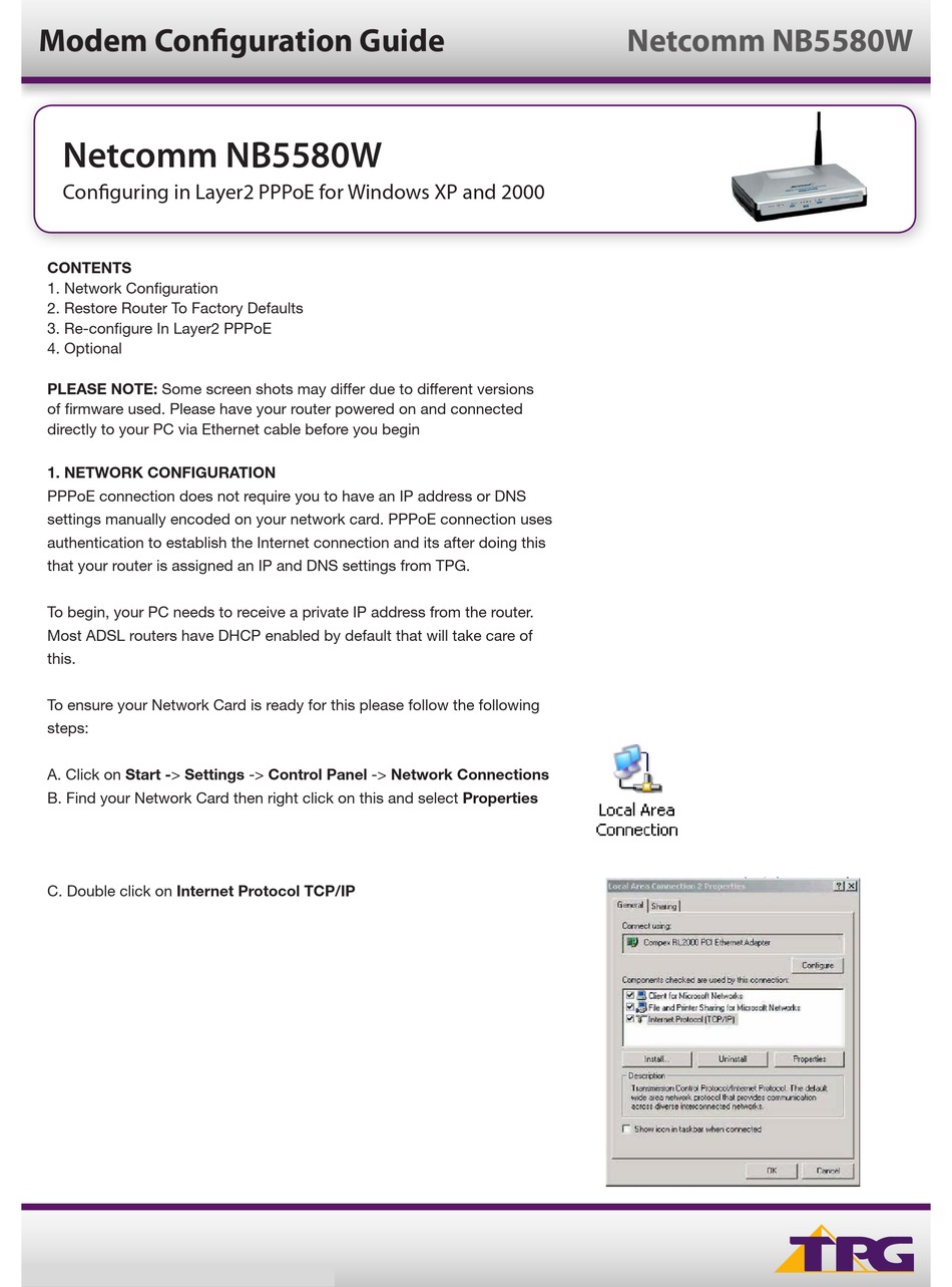 NETCOMM NB5580W CONFIGURATION MANUAL Pdf Download | ManualsLib