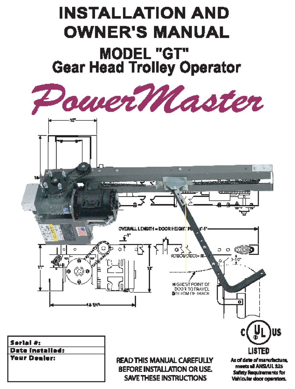 POWERMASTER GT INSTALLATION AND OWNER'S MANUAL Pdf Download ManualsLib