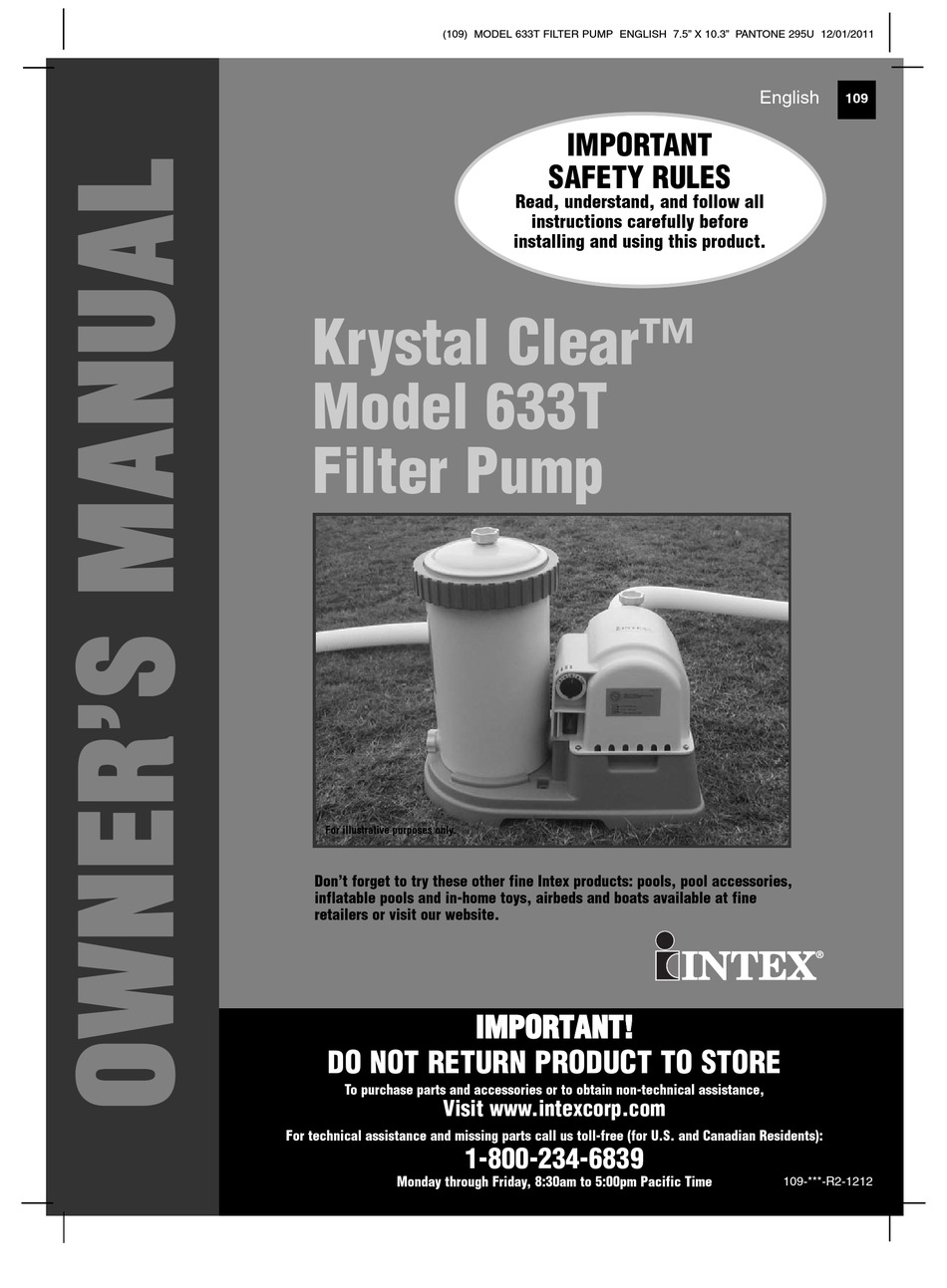 INTEX KRYSTAL CLEAR 633T OWNER'S MANUAL Pdf Download | ManualsLib