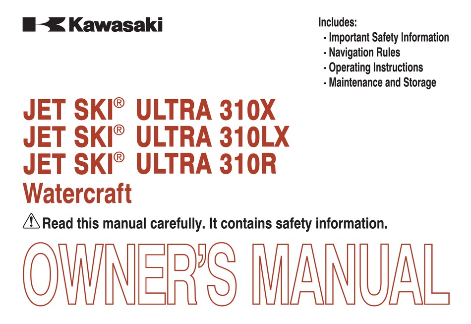 Kawasaki Jet Ski Ultra 310x Owner S Manual Pdf Download Manualslib