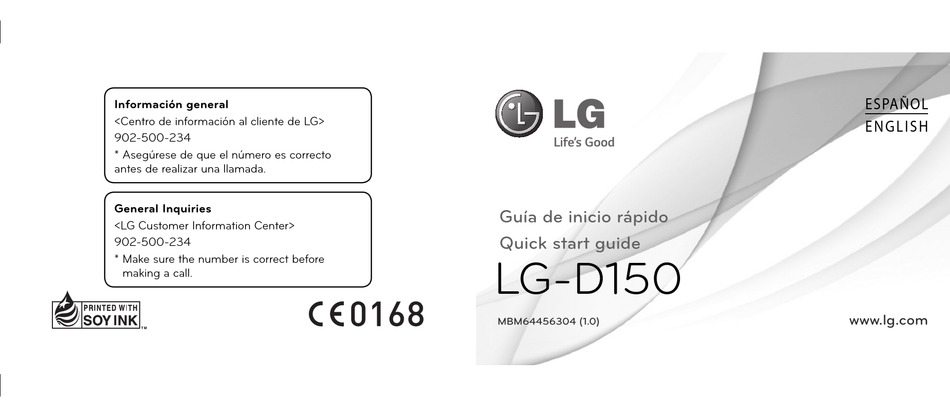LG -D150 QUICK START MANUAL Pdf Download | ManualsLib