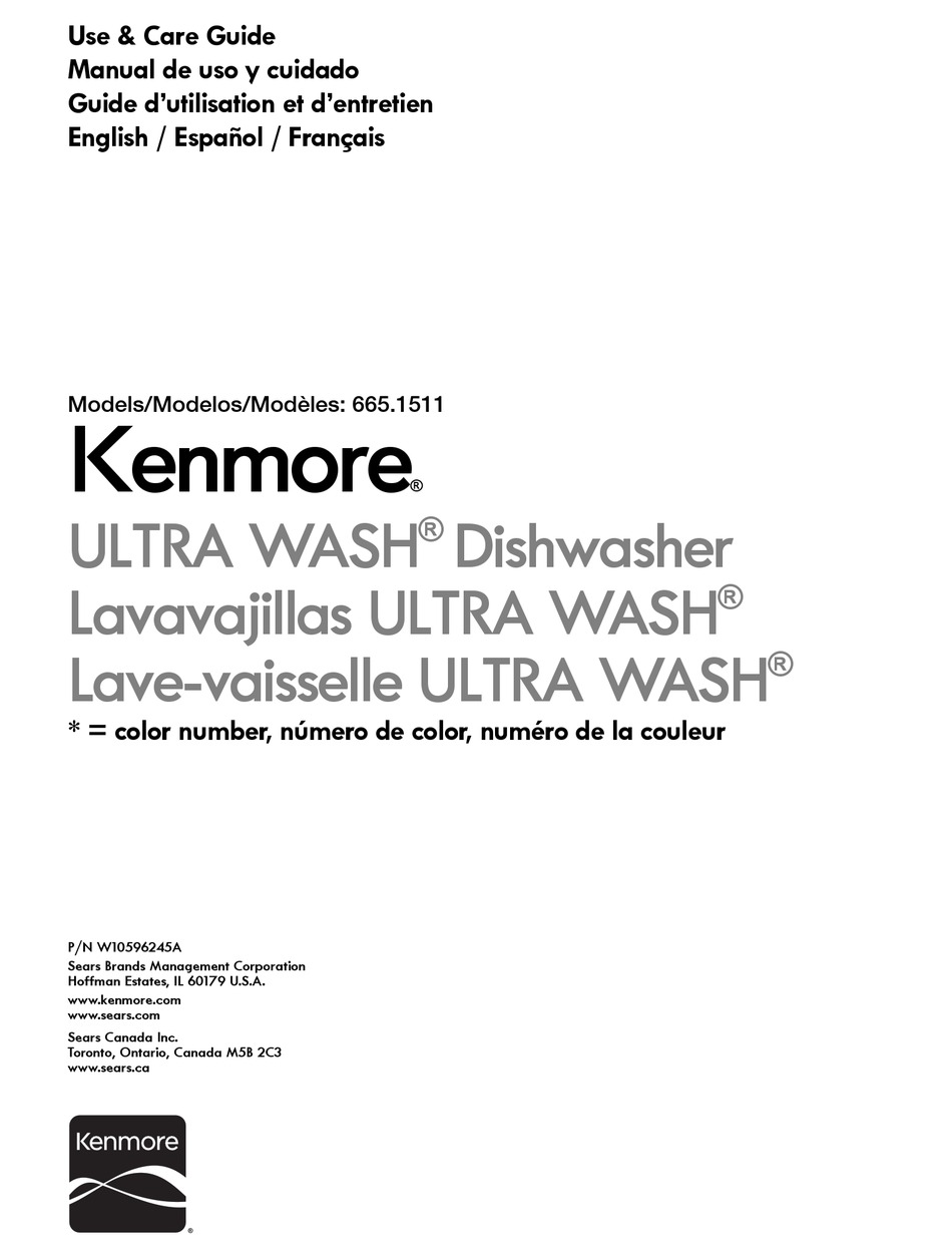 Kenmore dishwasher sales model 665 dimensions