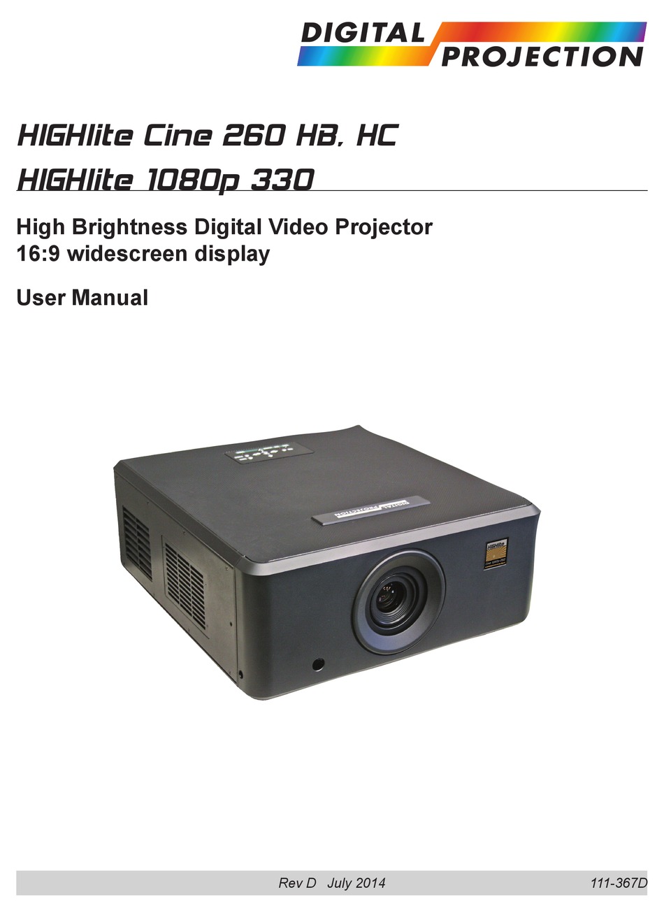 DIGITAL PROJECTION HIGHLITE CINE 260 HB USER MANUAL Pdf Download ManualsLib