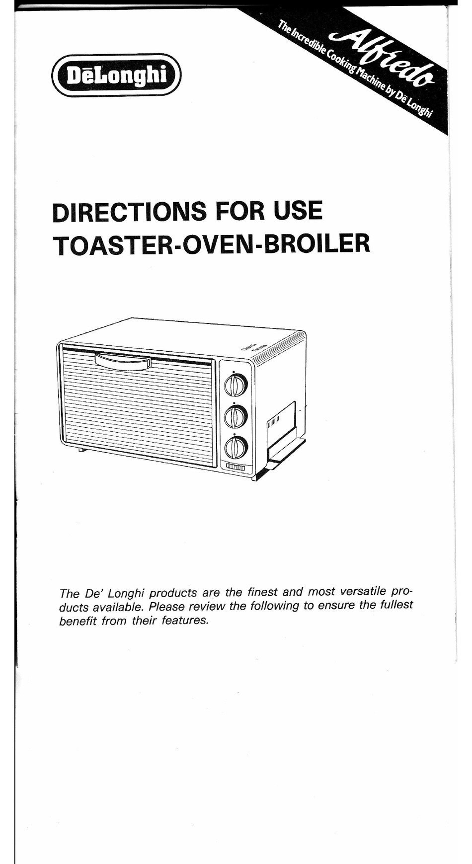 DÈLONGHI TYPXUS22T ALFREDO DIRECTIONS FOR USE MANUAL Pdf Download