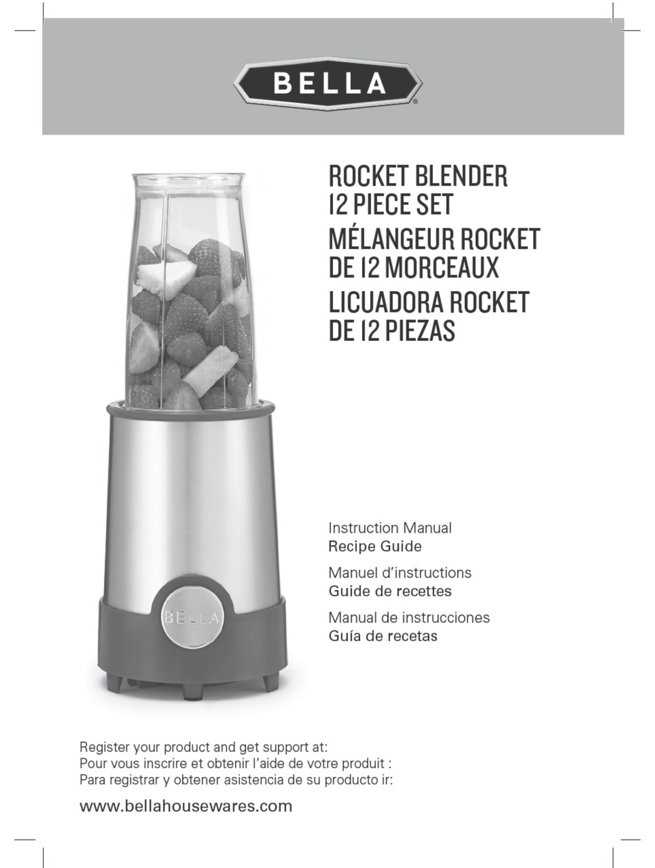 Bella Cucina Sensio Rocket Blender Parts Only Chop Cup, 4 tops, Manual