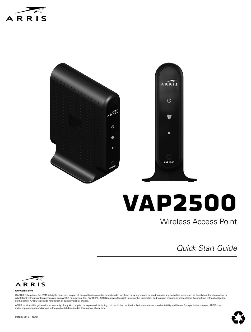 ARRIS VAP2500 QUICK START MANUAL Pdf Download ManualsLib