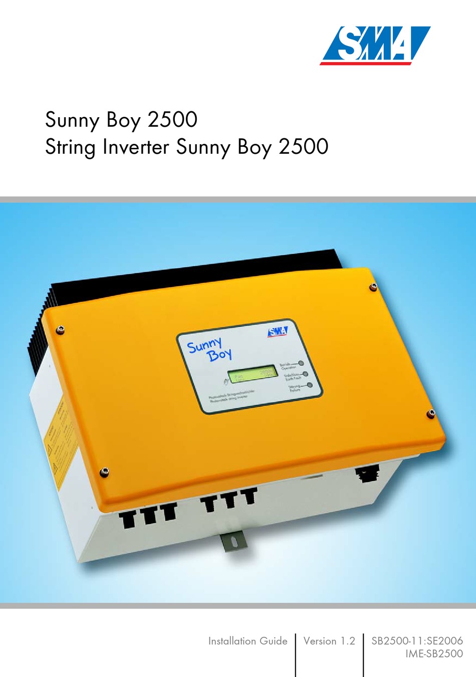 SMA SUNNY BOY 2500 INSTALLATION MANUAL Pdf Download ManualsLib
