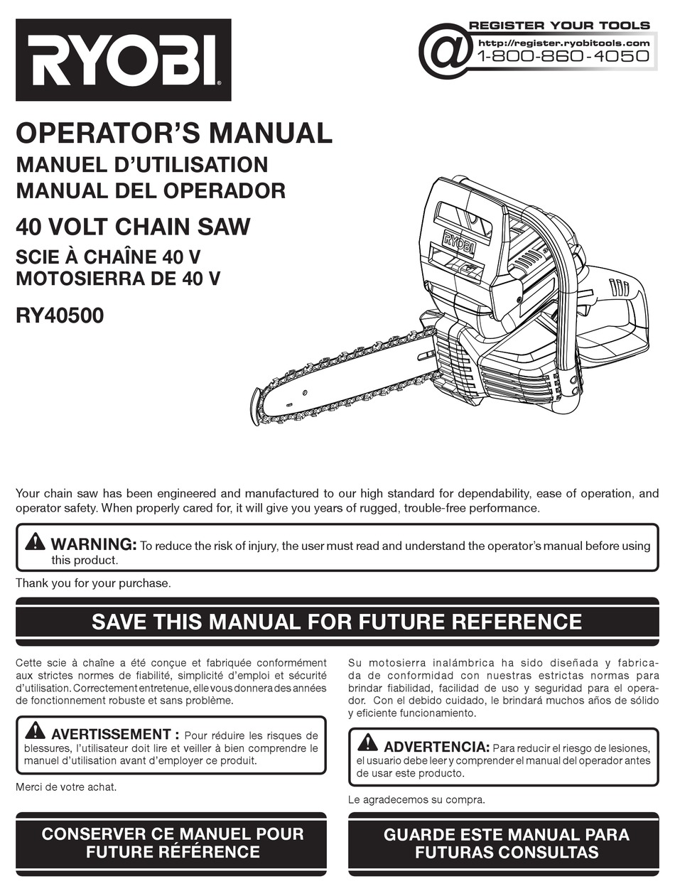 RYOBI RY40500 OPERATOR'S MANUAL Pdf Download | ManualsLib