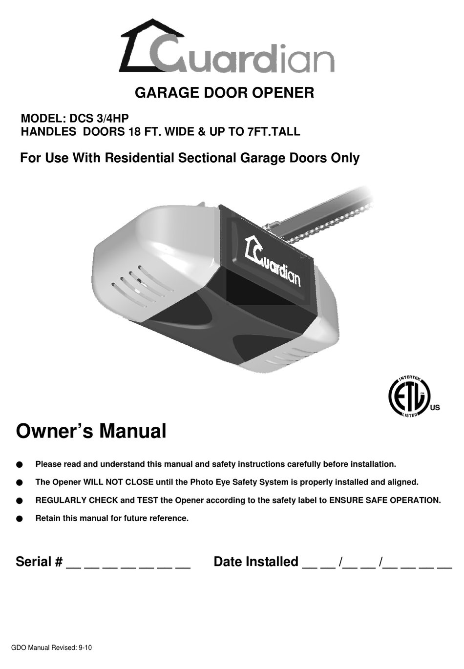 Guardian Garage Door Opener 21230l Troubleshooting | Dandk Organizer