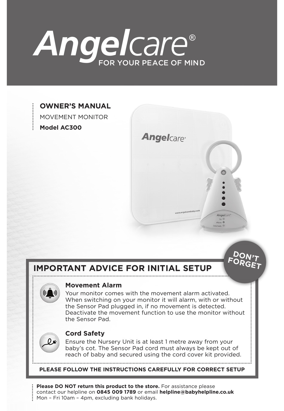 angelcare movement monitor ac300