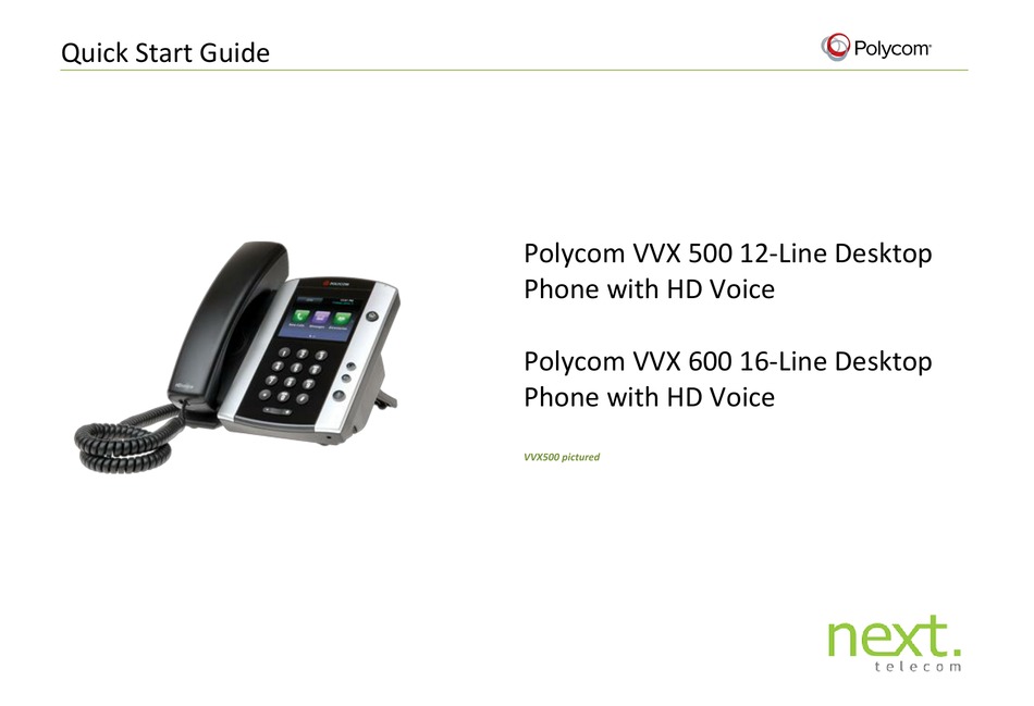 VVX 500 QUICK START MANUAL Pdf Download ManualsLib