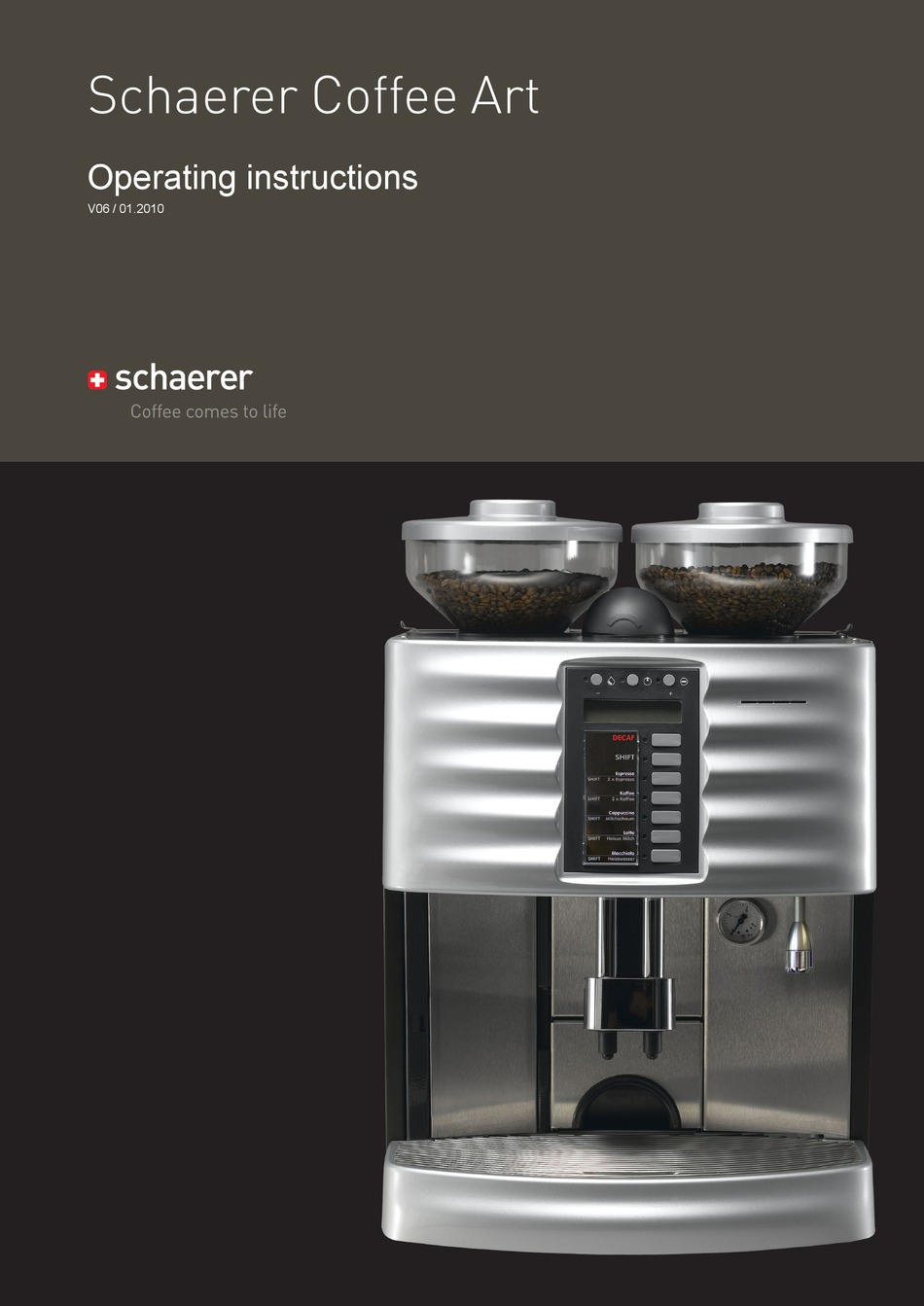 SCHAERER COFFEE ART ORIGINAL OPERATING INSTRUCTIONS Pdf