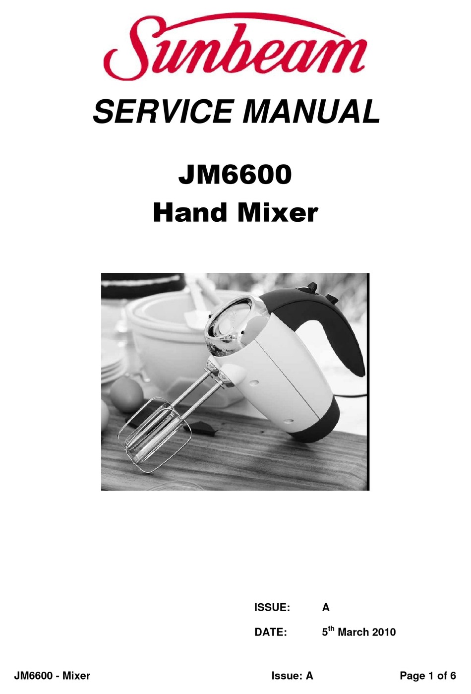 SUNBEAM JM6600 SERVICE MANUAL Pdf Download ManualsLib