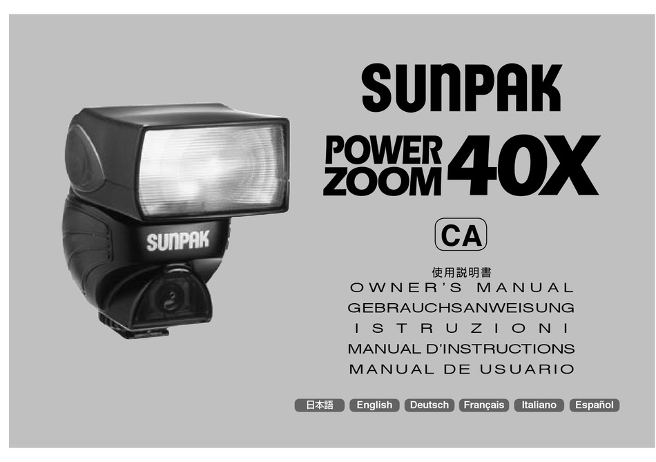 Sunpak Pz40x Owner S Manual Pdf Download Manualslib