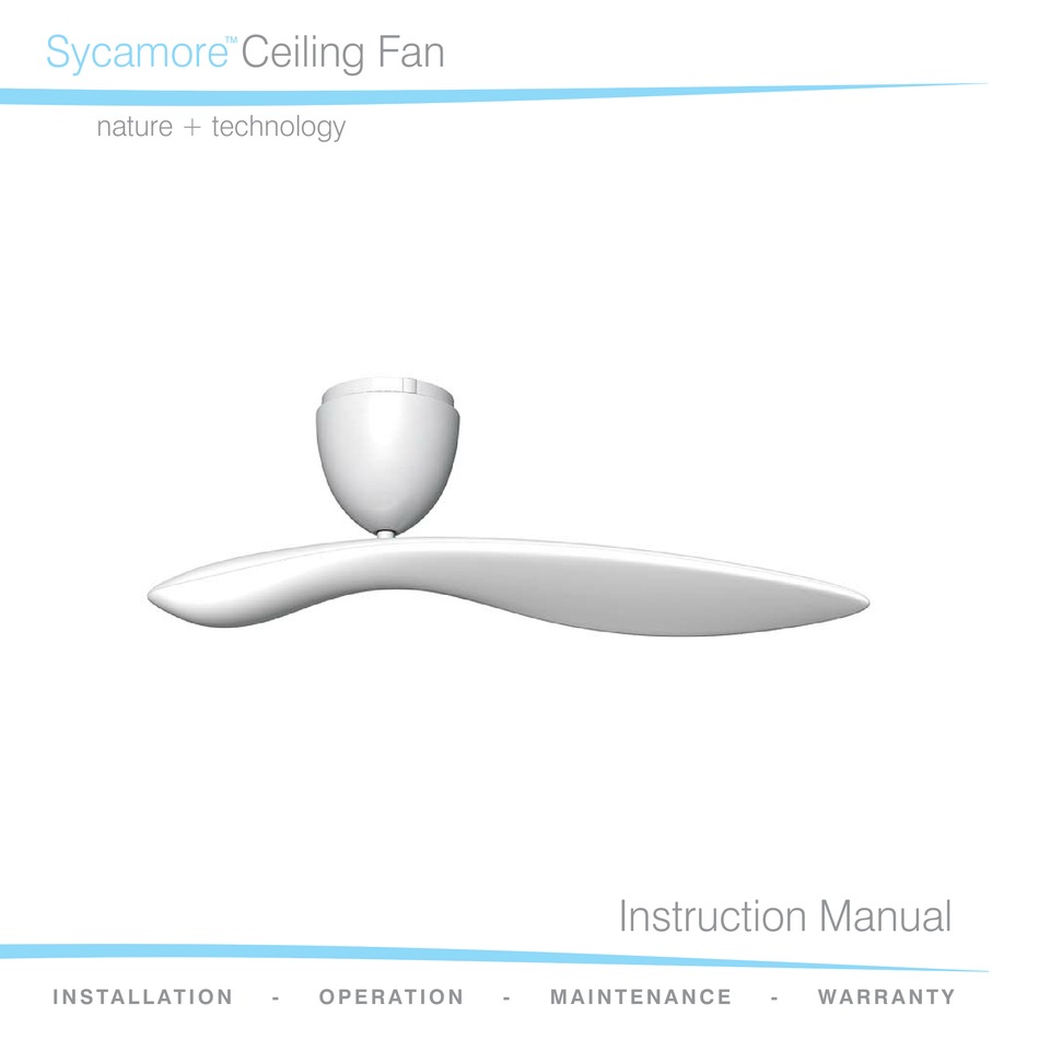 SYCAMORE CEILING FAN INSTRUCTION MANUAL Pdf Download ManualsLib