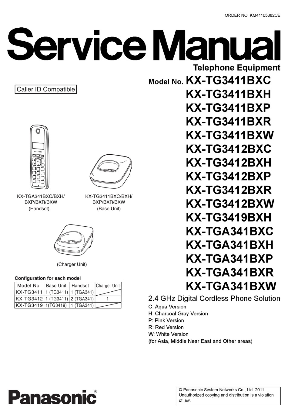 Panasonic Kx Tg3411bxh Service Manual Pdf Download Manualslib