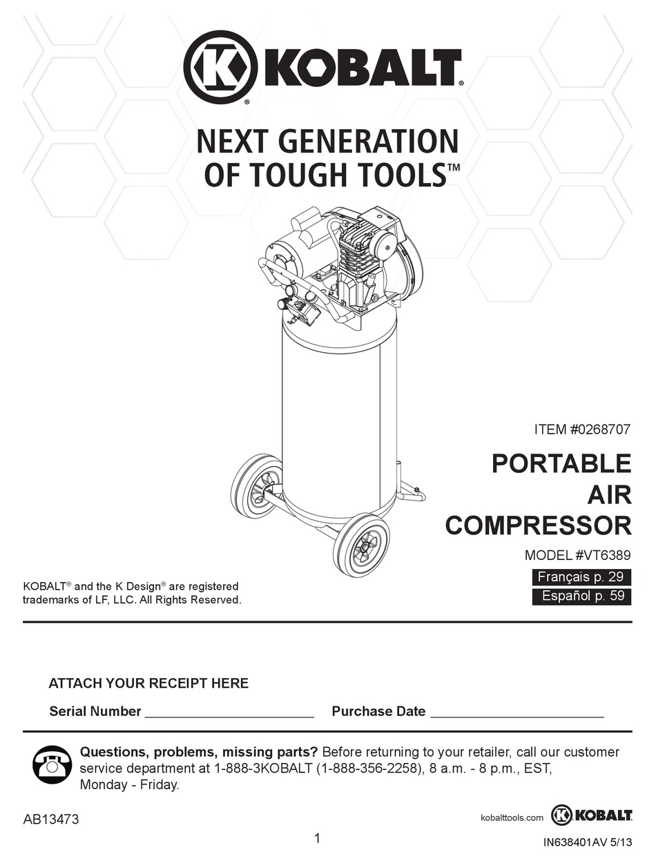 KOBALT VT6389 USER MANUAL Pdf Download | ManualsLib