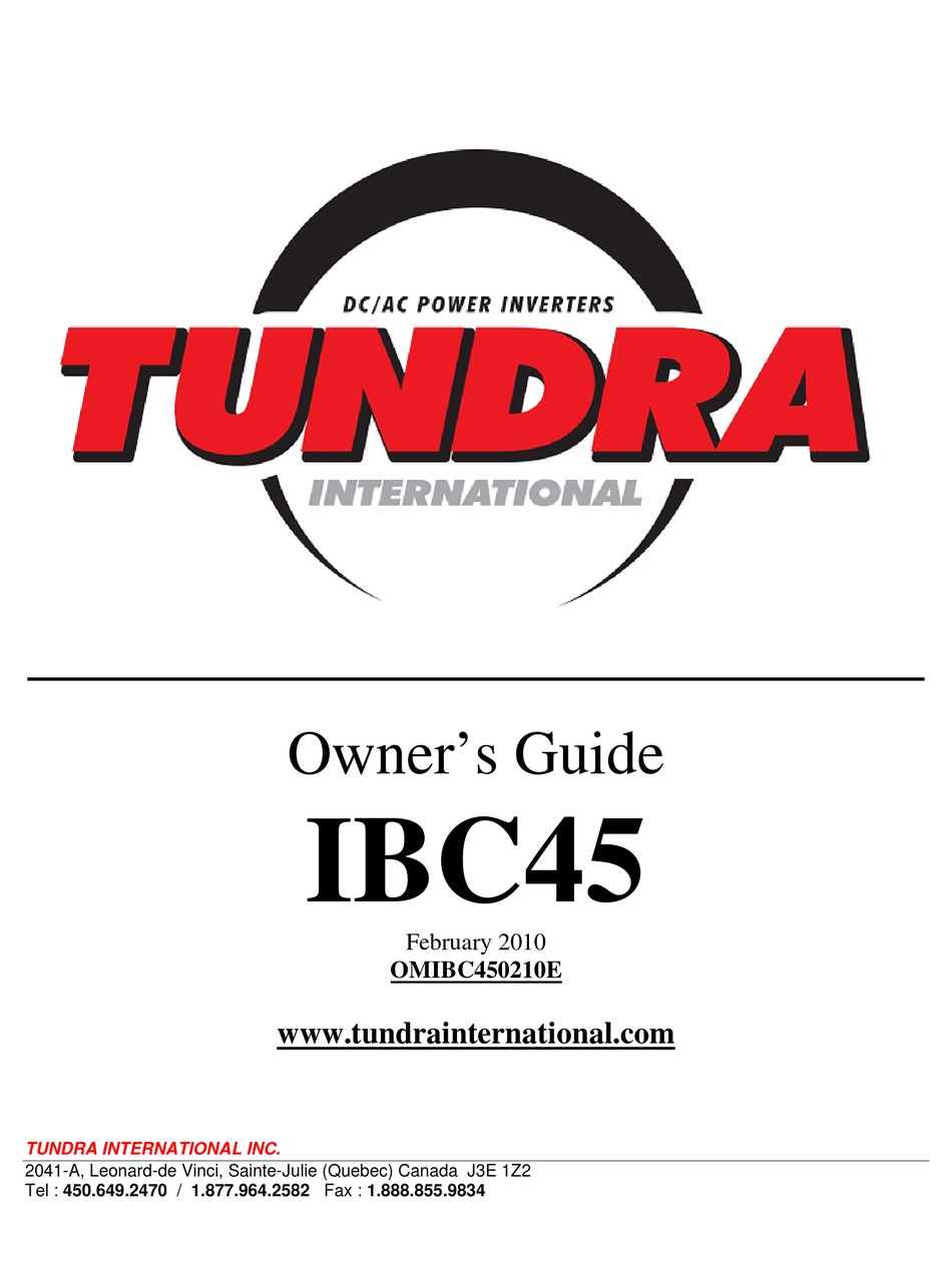 TUNDRA IBC45 OWNER