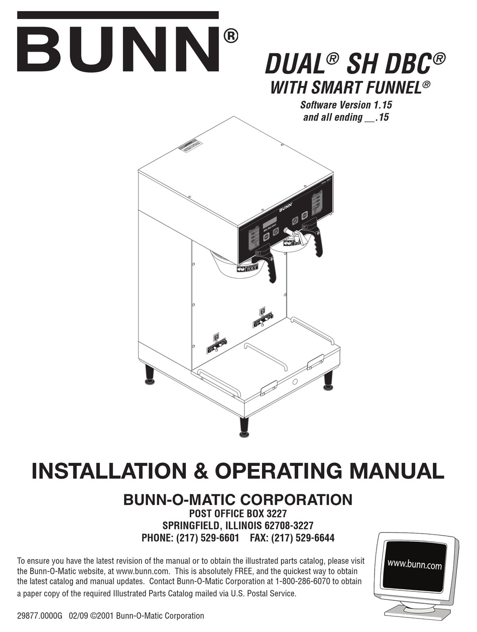 Bunn Dual Sh Dbc Installation And Operating Manual Pdf Download Manualslib