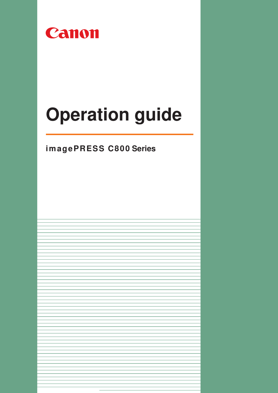 CANON IMAGEPRESS C800 SERIES OPERATION MANUAL Pdf Download | ManualsLib
