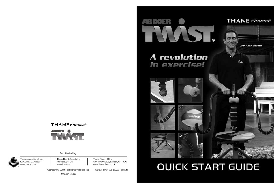 THANE FITNESS AB DOER TWIST QUICK START MANUAL Pdf Download | ManualsLib