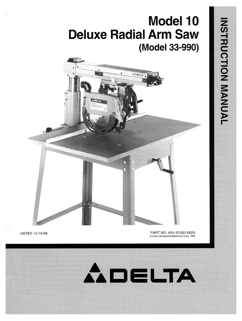 18 Radial Arm Saws Operator Instructions & Parts Manual DELTA 14 16