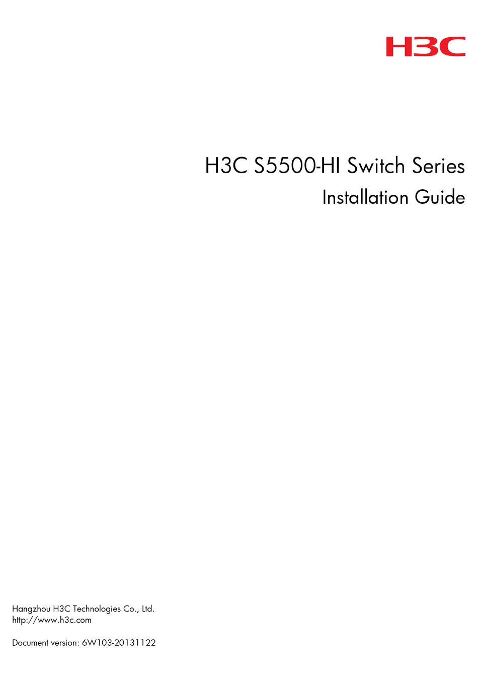 H3C S5500-HI SWITCH SERIES INSTALLATION MANUAL Pdf Download | ManualsLib