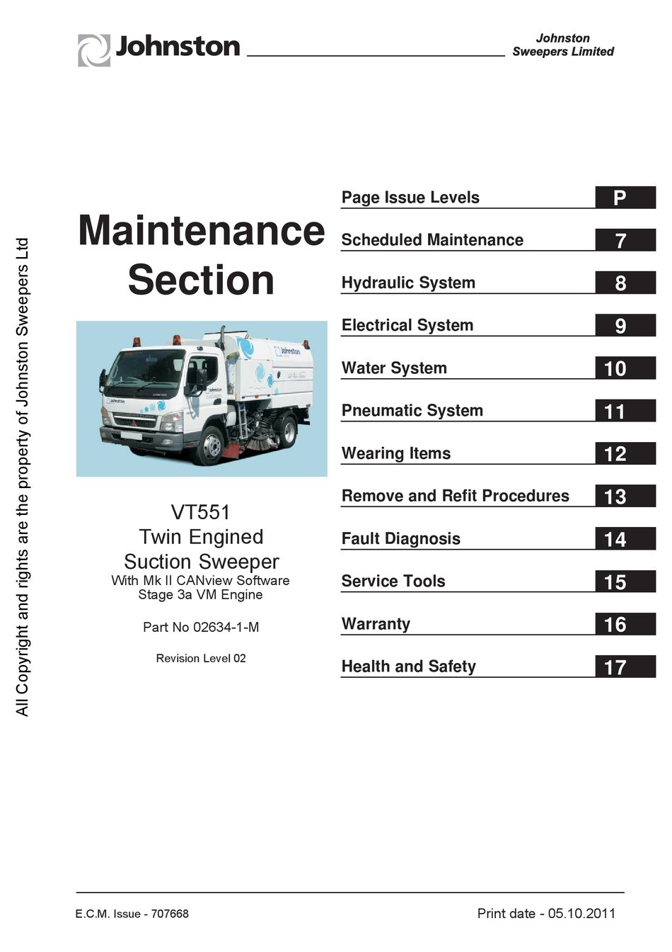 Johnston Vt551 Maintenance Section Pdf Download Manualslib