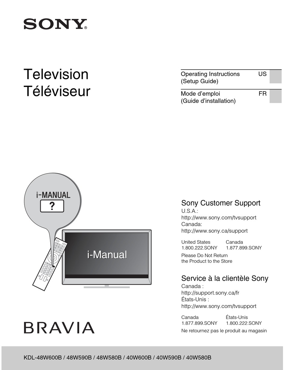 SONY BRAVIA KDL48W600B OPERATING INSTRUCTIONS MANUAL Pdf Download