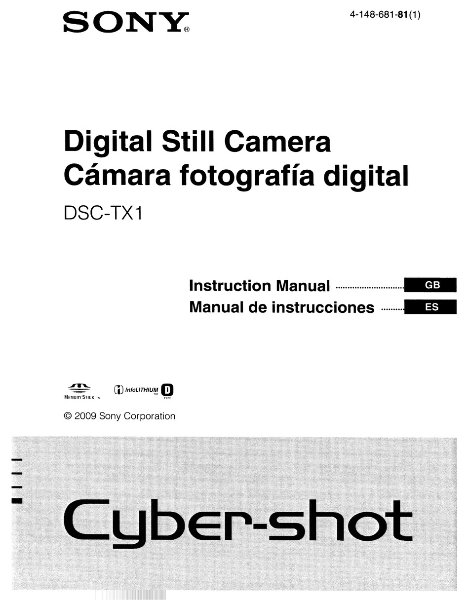 SONY CYBERSHOT DSCTX1 INSTRUCTION MANUAL Pdf Download ManualsLib