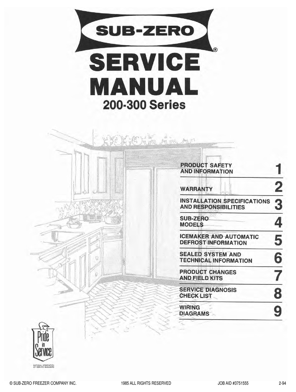 SUB-ZERO 200 SERIES SERVICE MANUAL Pdf Download | ManualsLib