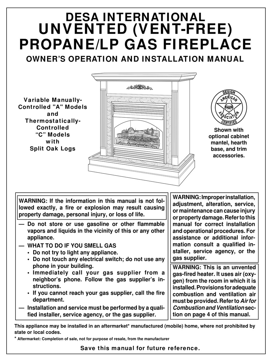 DESA A SERIES OWNER'S OPERATION AND INSTALLATION MANUAL Pdf Download |  ManualsLib