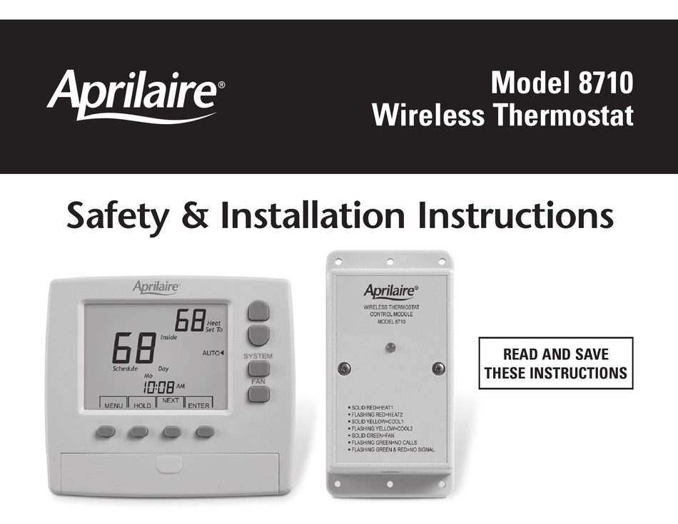 APRILAIRE 8710 SAFETY & INSTALLATION INSTRUCTIONS Pdf Download | ManualsLib