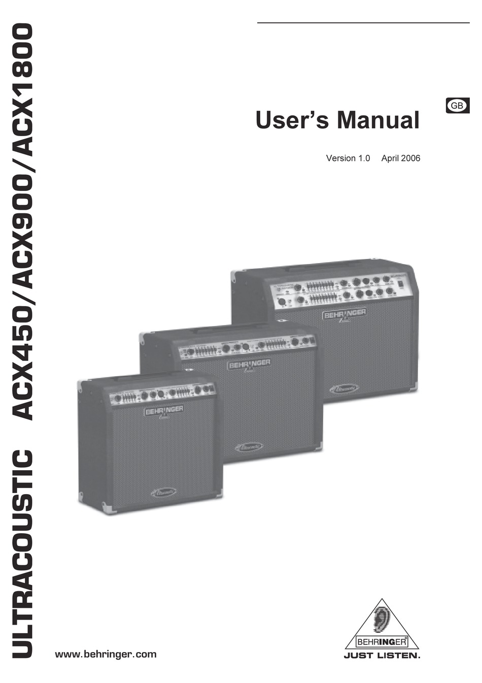 BEHRINGER ULTRACOUSTIC ACX450 USER MANUAL Pdf Download | ManualsLib