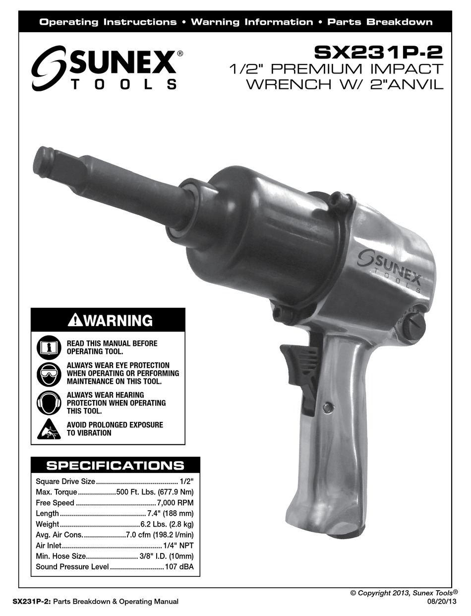 Sunex SX231P 1/2" Drive Air Impact Wrench