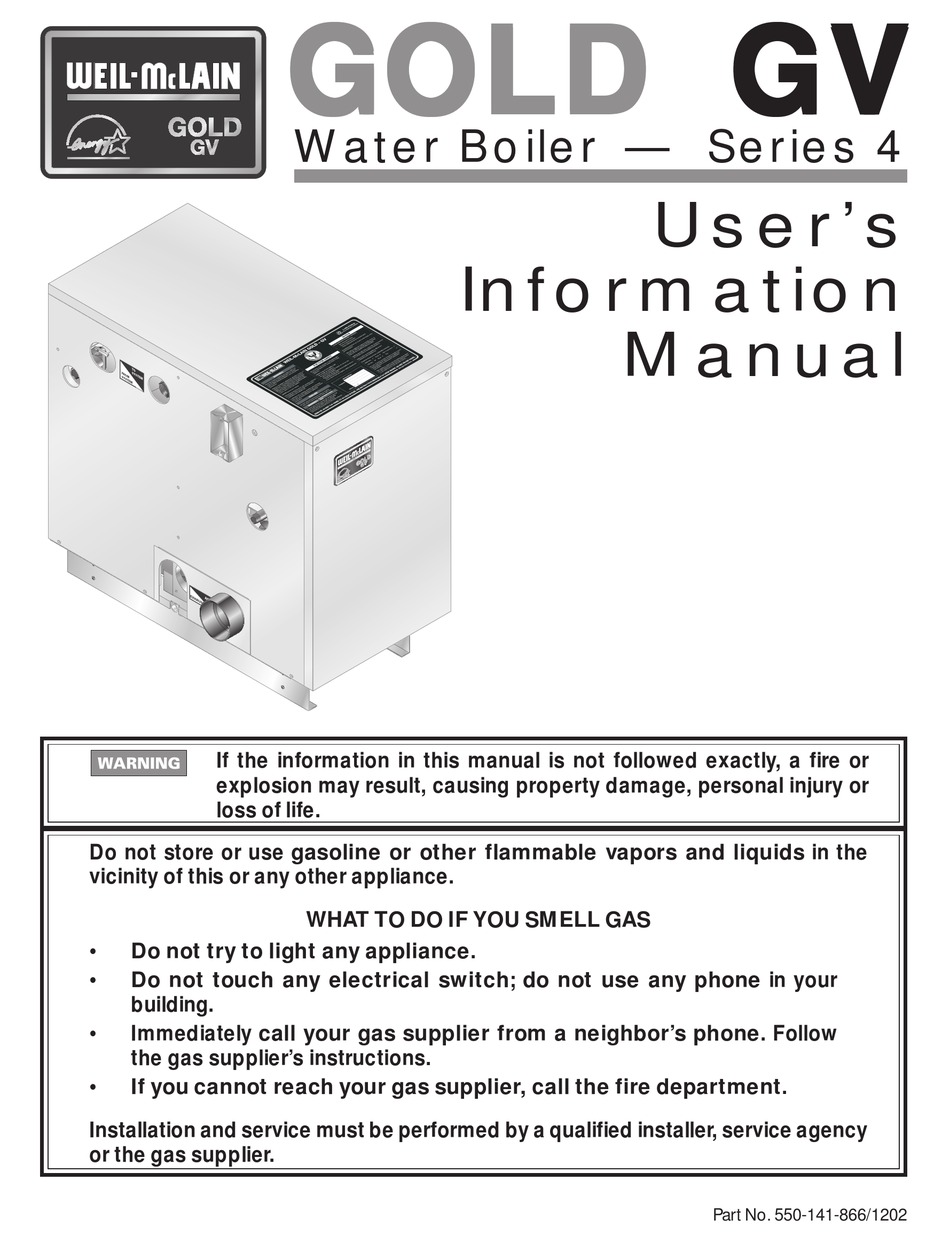 WEIL-MCLAIN GOLD GV SERIES 4 USER'S INFORMATION MANUAL Pdf Download