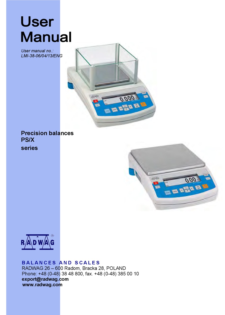 RADWAG PS/X SERIES USER MANUAL Pdf Download | ManualsLib