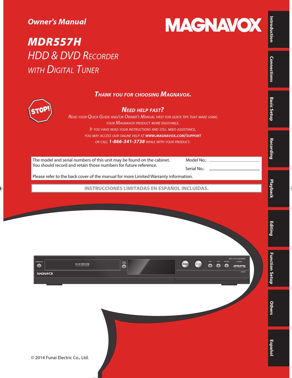 MAGNAVOX MDR557H OWNER'S MANUAL Pdf Download | ManualsLib