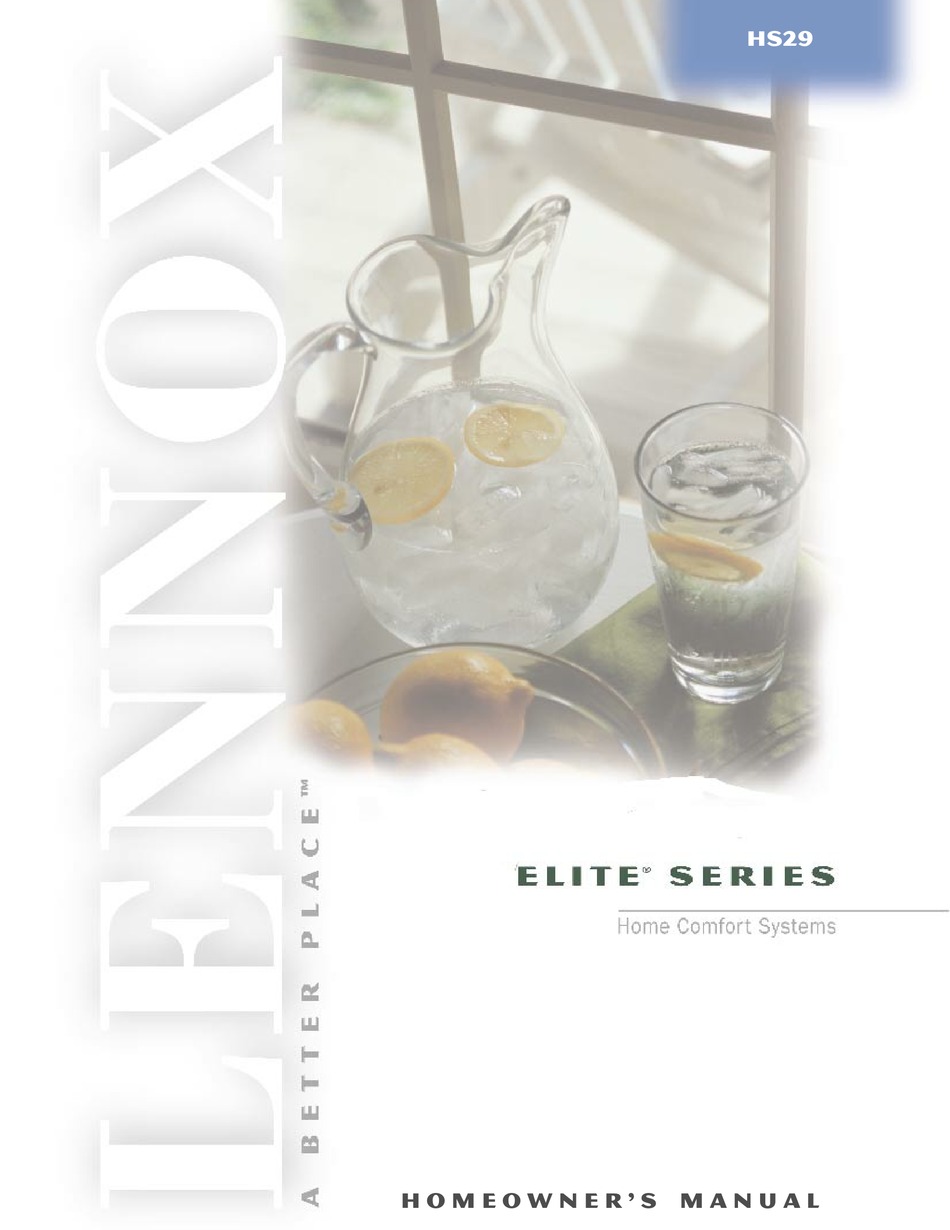 LENNOX ELITE SERIES HOMEOWNER'S MANUAL Pdf Download | ManualsLib