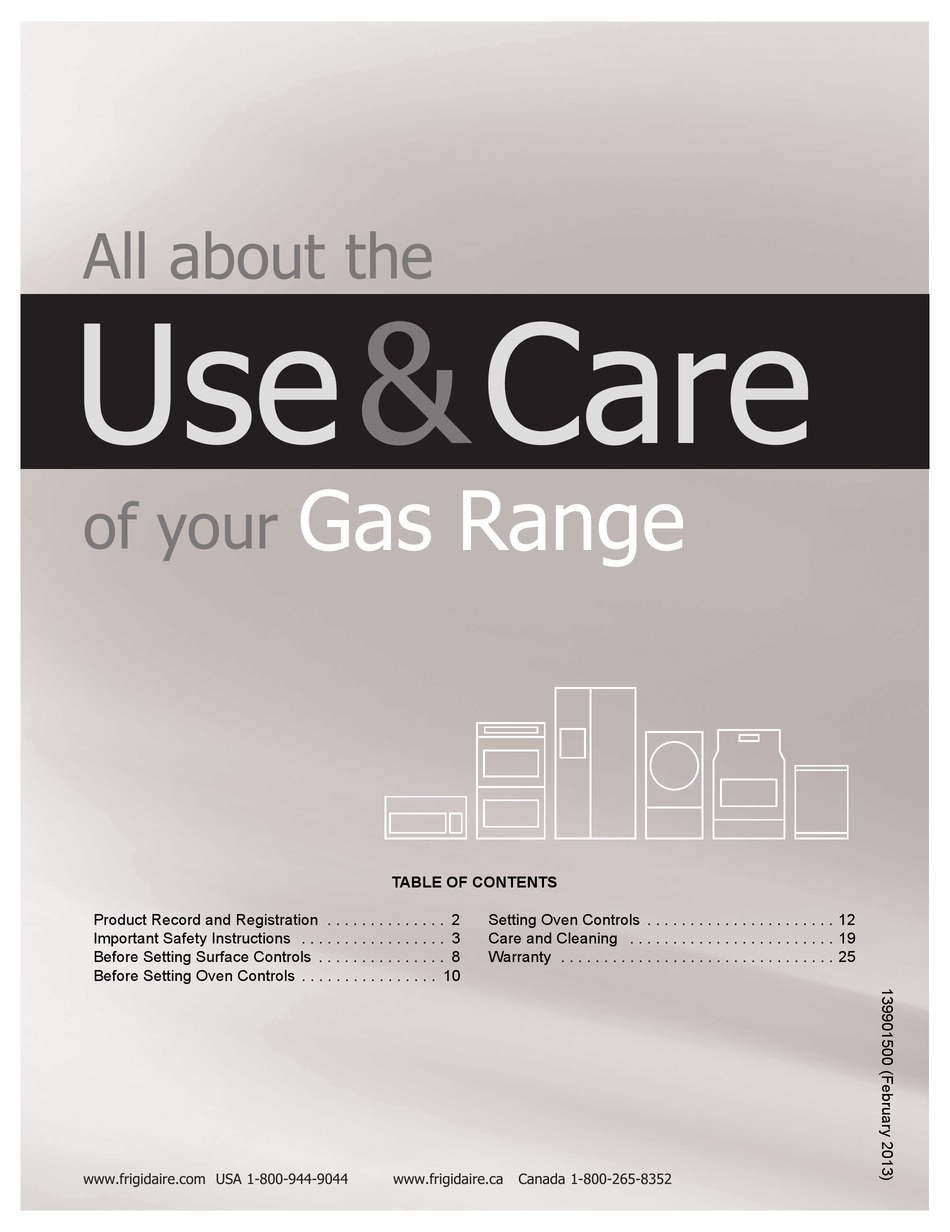 FRIGIDAIRE GAS RANGE USE & CARE MANUAL Pdf Download ManualsLib