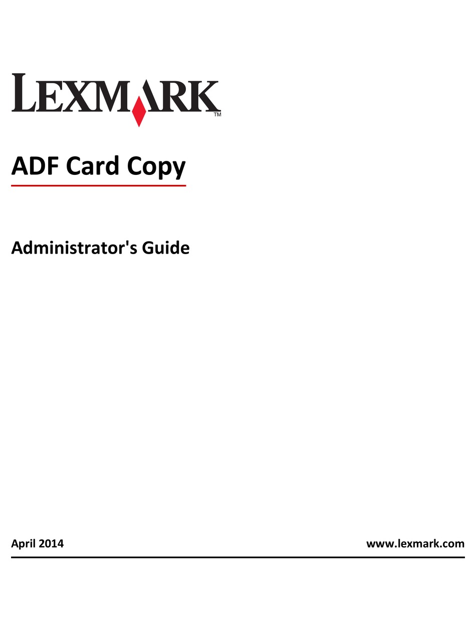 LEXMARK ADF CARD COPY ADMINISTRATOR'S MANUAL Pdf Download ManualsLib