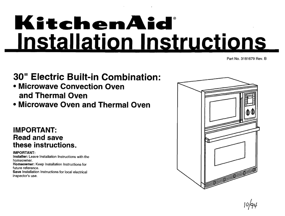 Kitchenaid Combi Microwave Thermal Oven 