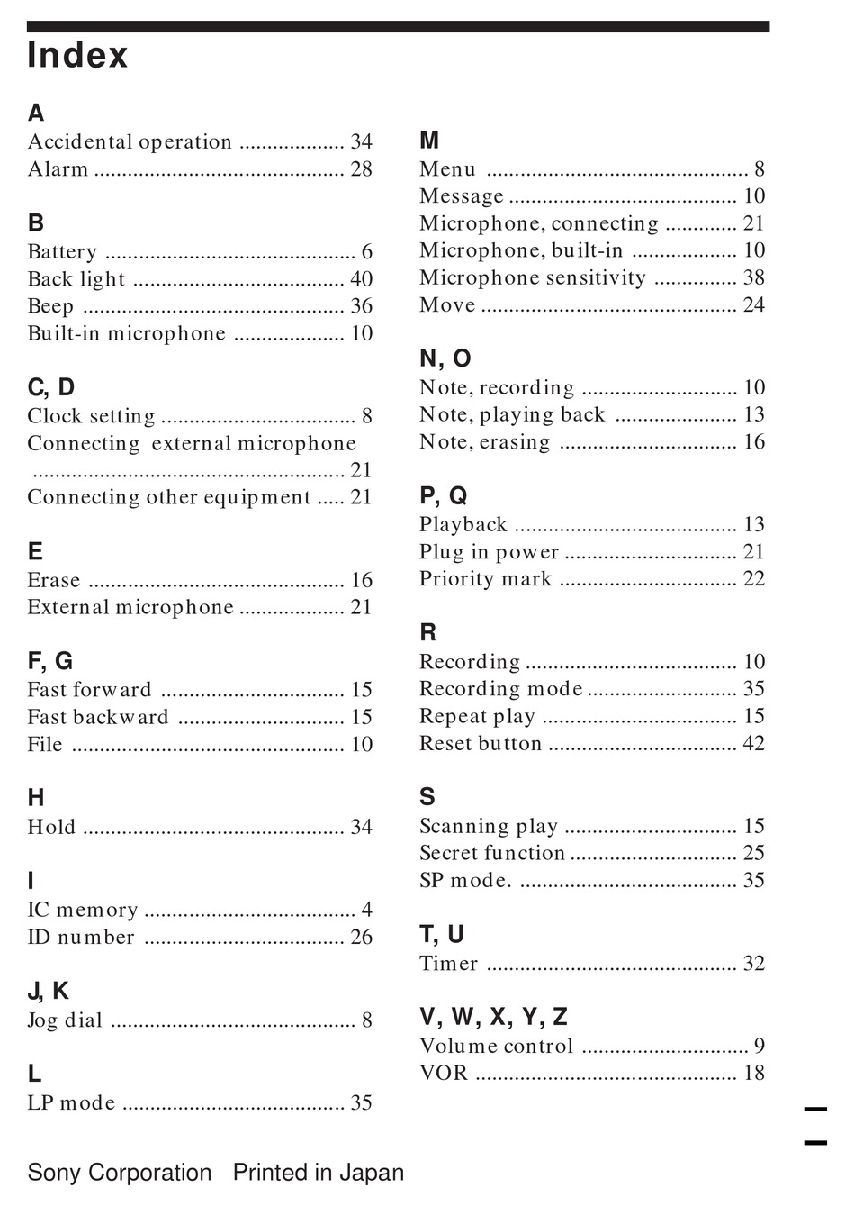 SONY ICD-70 OWNER'S RECORD Pdf Download | ManualsLib